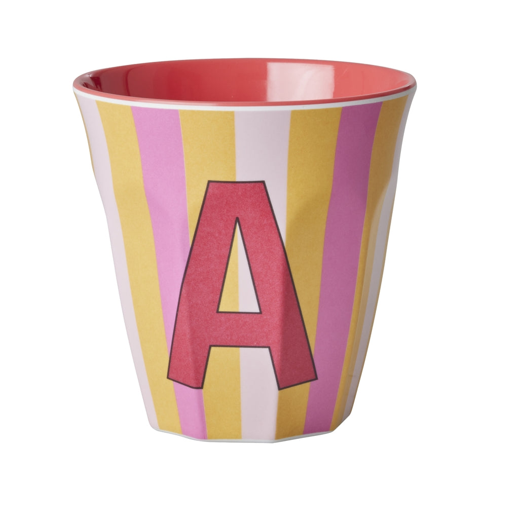 Buchstabenbecher-rosa gestreift