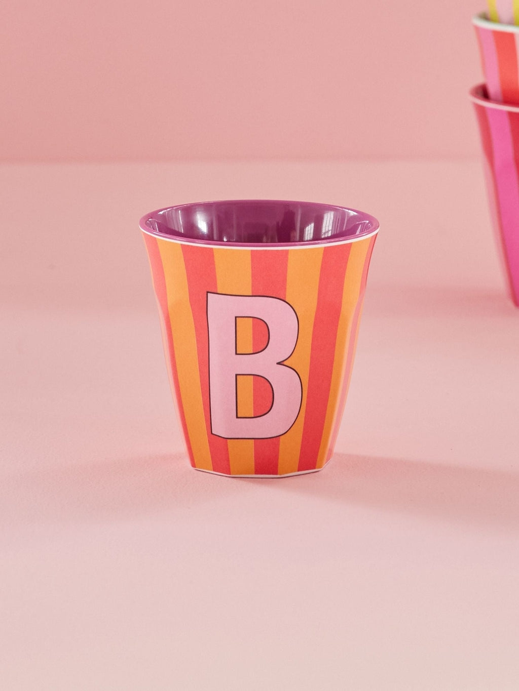 Buchstabenbecher-rosa gestreift