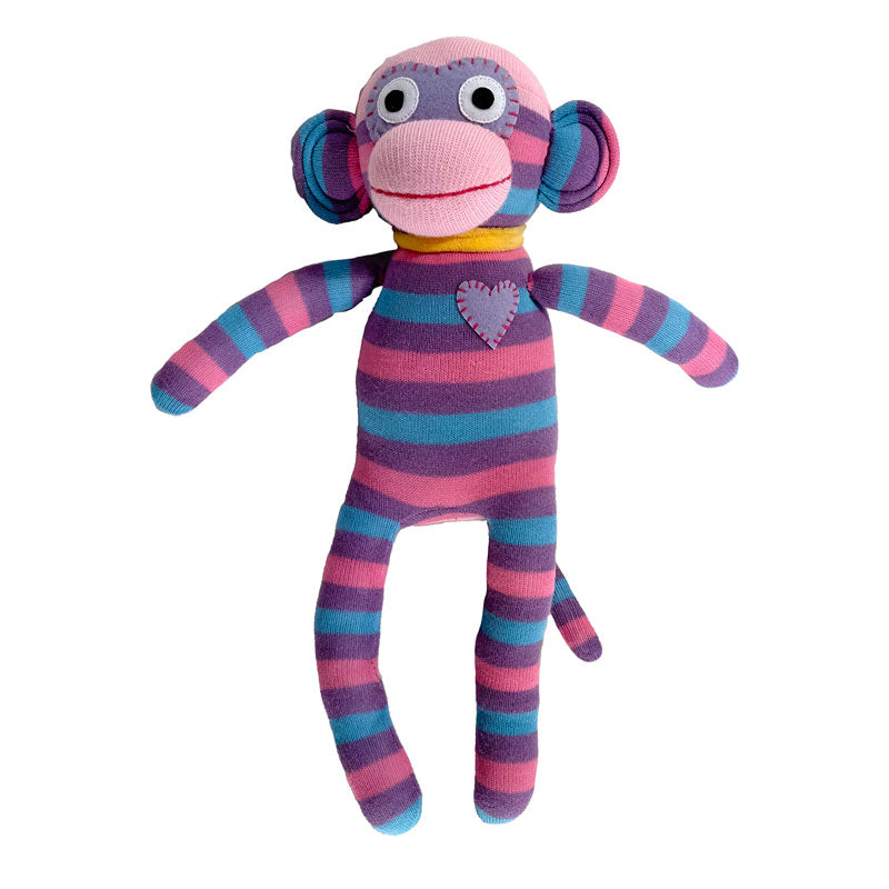 Kuscheltier Sockenaffe Midi Streifen rosa/lila