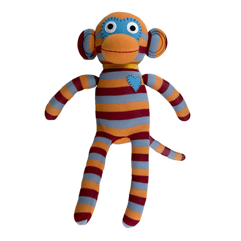 Kuscheltier Sockenaffe Midi Streifen orange/burgund