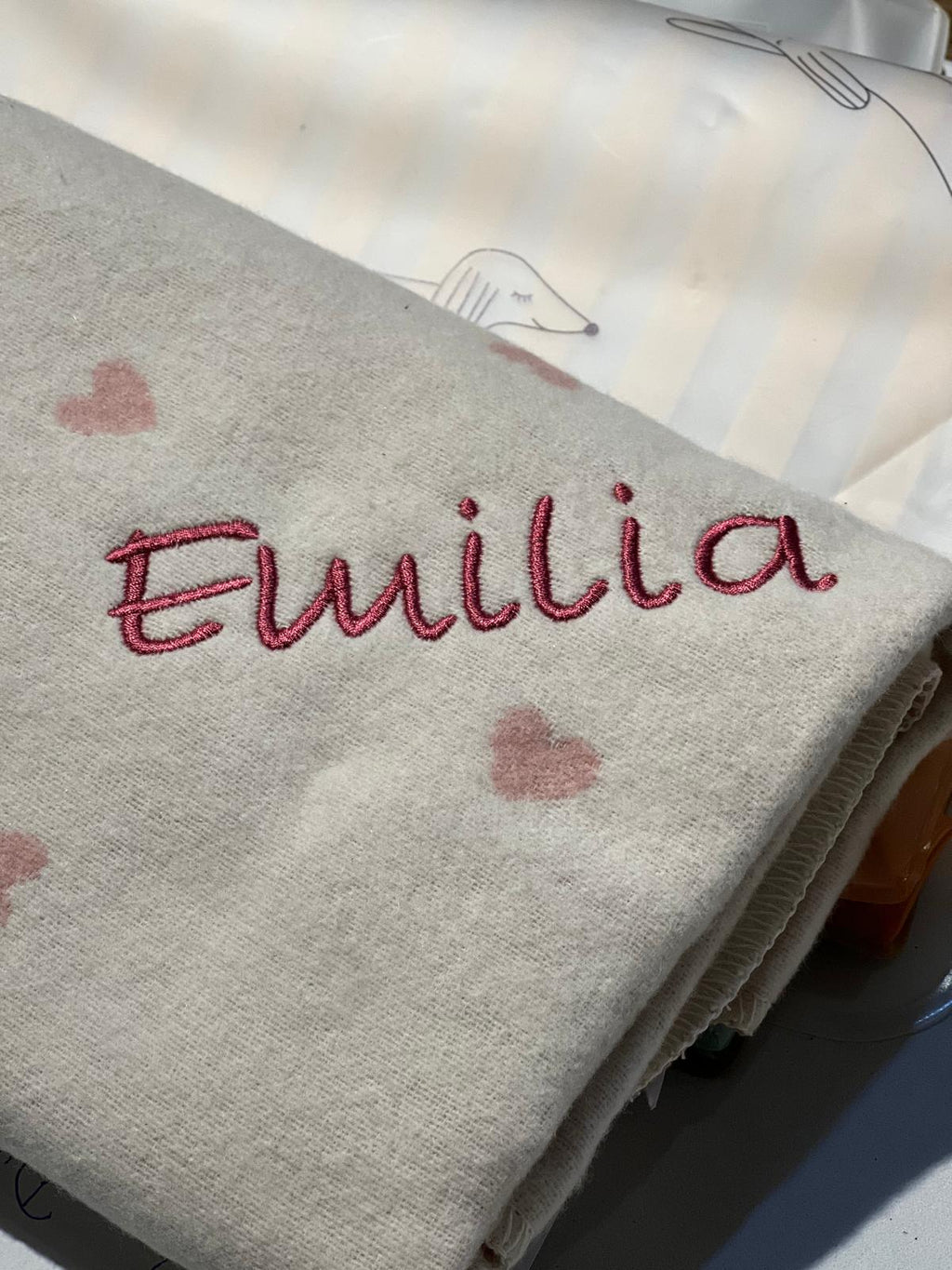 JUWEL Babydecke grau oder rosa “Herzen allover"