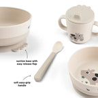 Foodie first meal Geschirr-Set mit Saugfuß Tiny farm Sand
